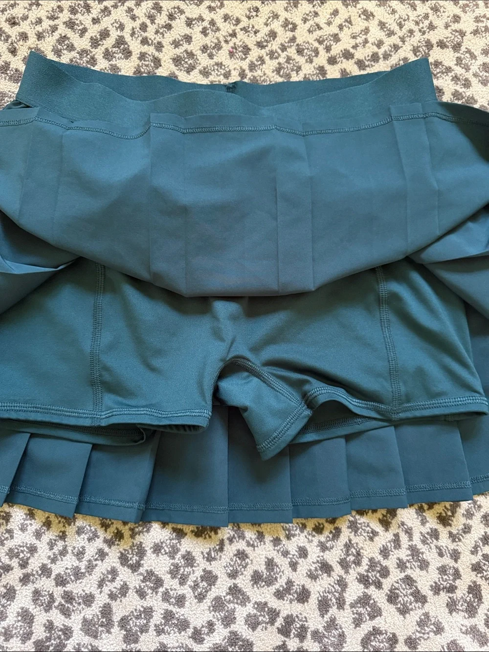 ALO Yoga Teal Pleated Skater Skirt with White Logo